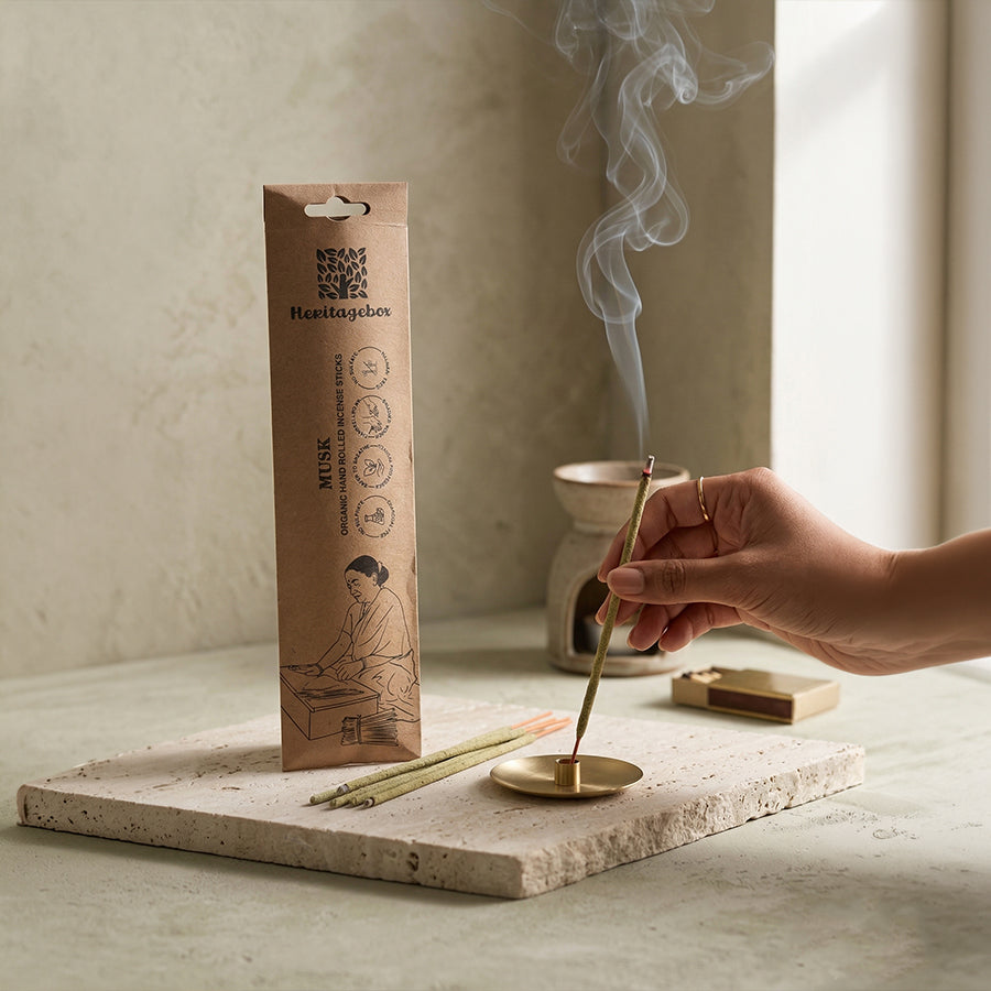 Musk Handrolled Natural Incense Sticks Pack of 60
