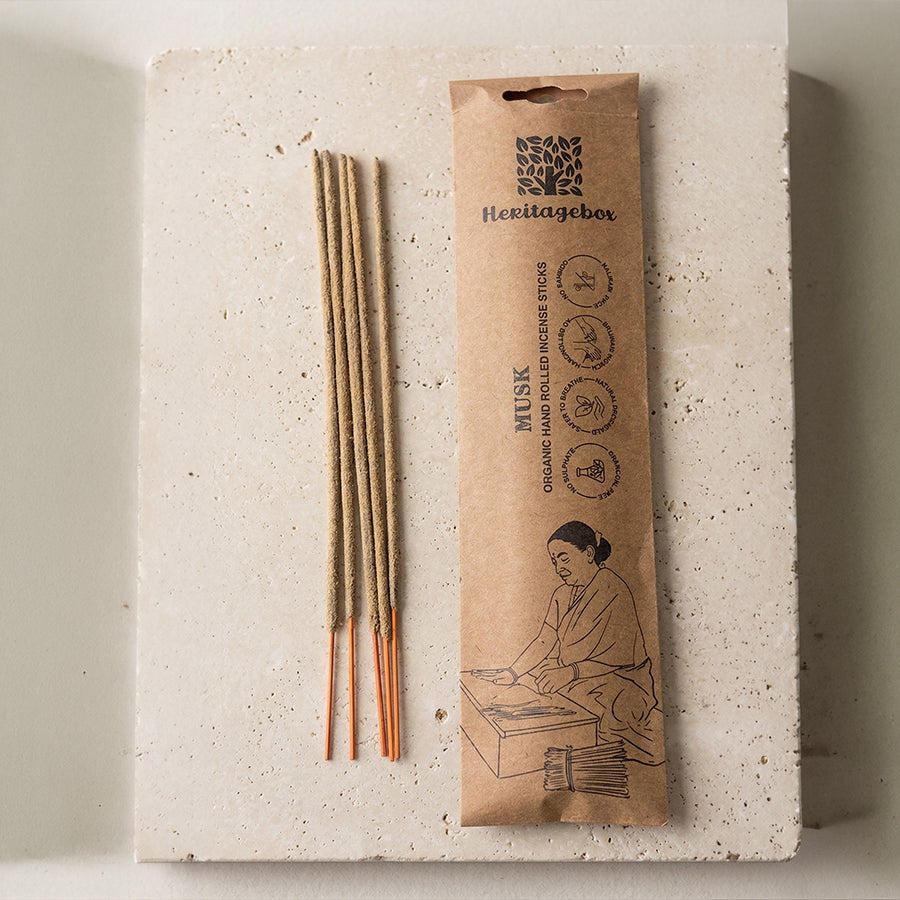 Musk Handrolled Natural Incense Sticks Pack of 60