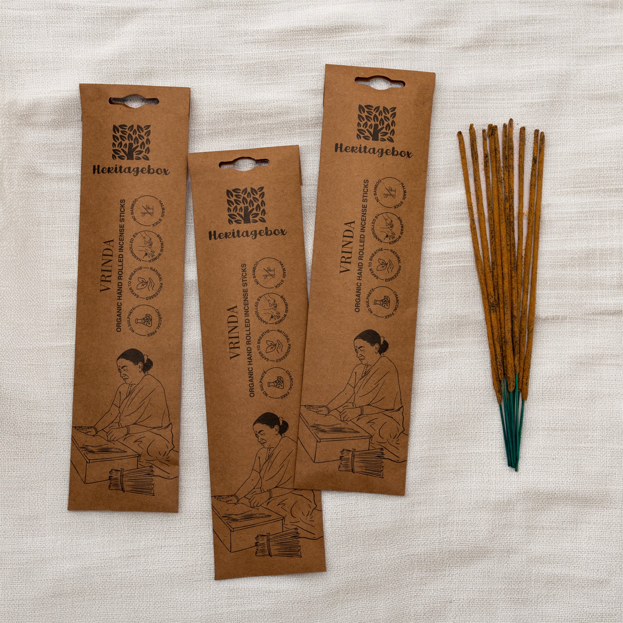 Vrinda Handrolled Natural Incense Sticks Pack of 30