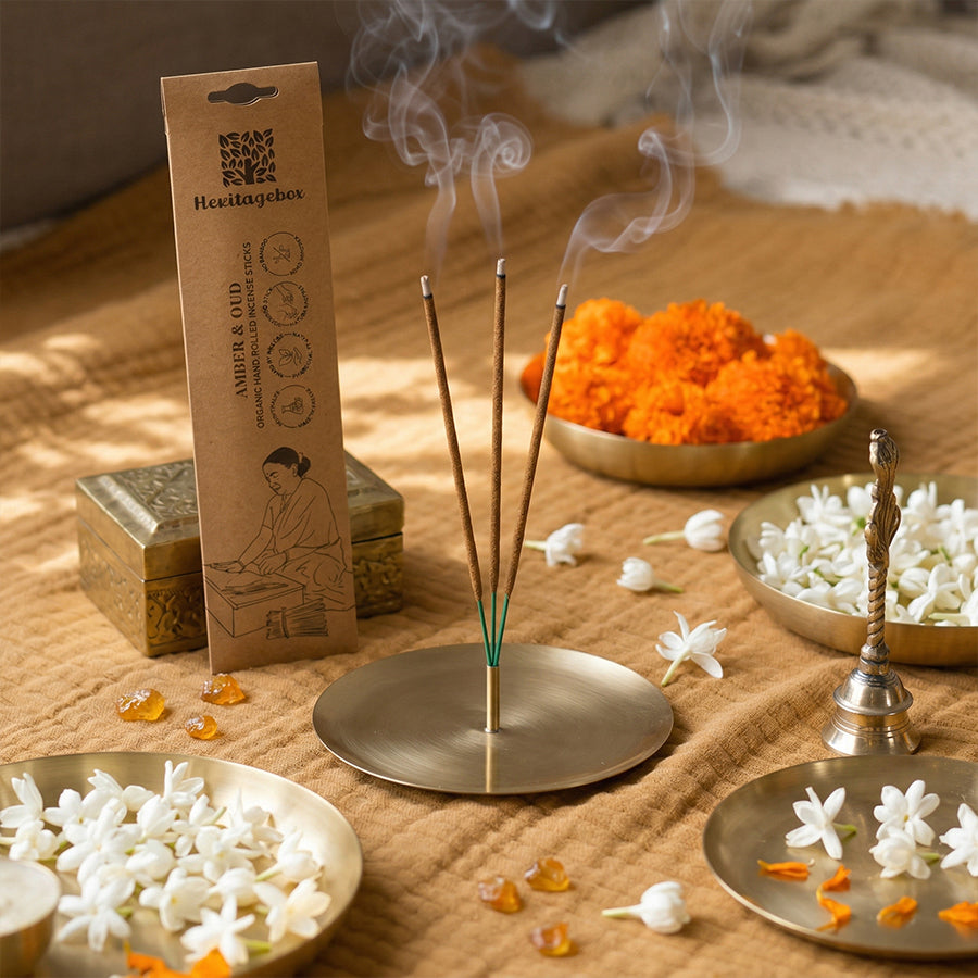 Amber & Oudh Handrolled Natural Incense Sticks Pack of 60