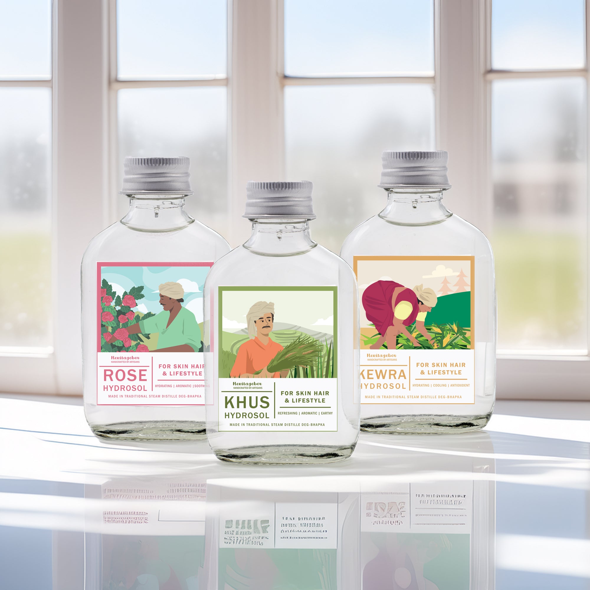 Rose, Kewra & Khus Water Spray Bundle (90ml Each)