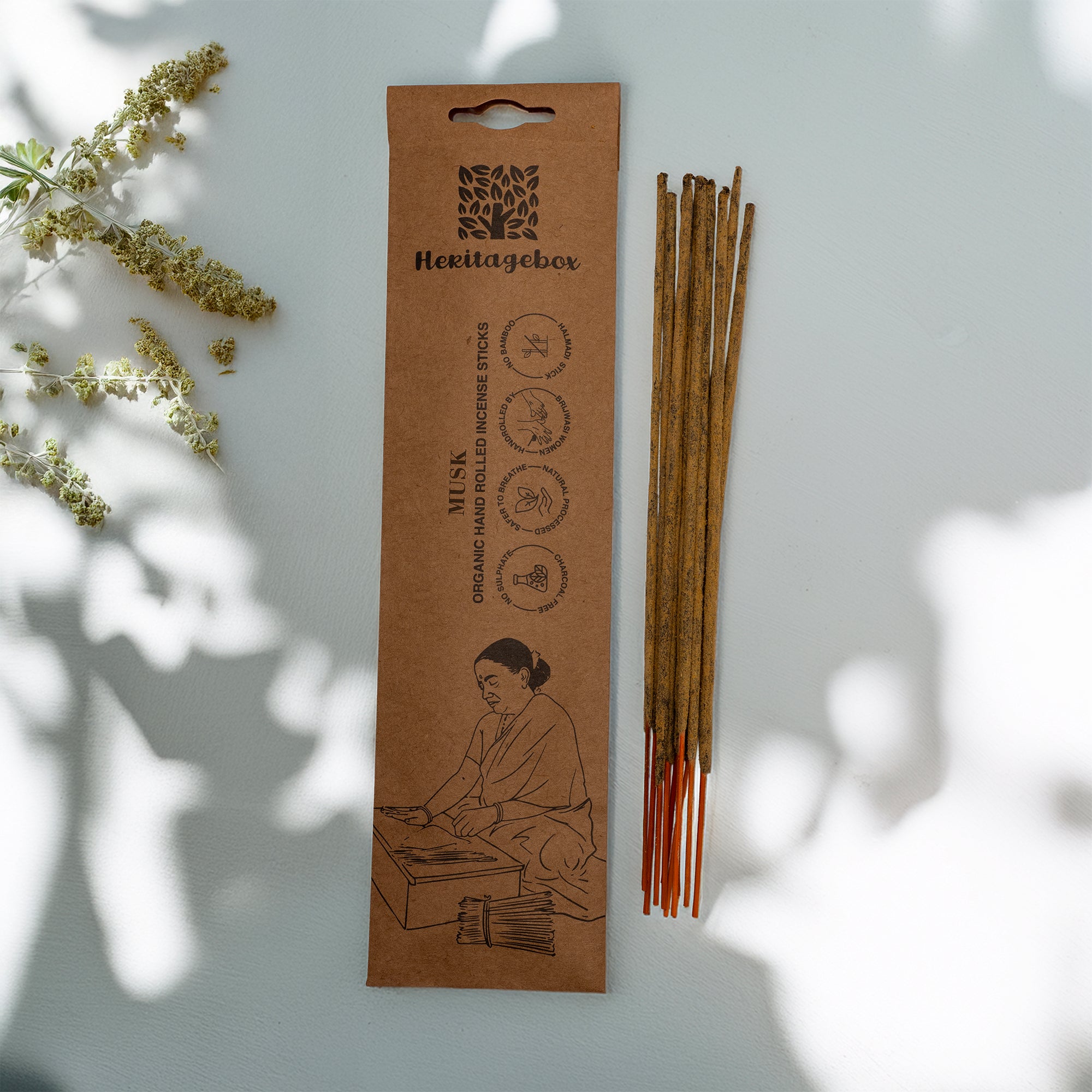 Musk Handrolled Natural Incense Sticks Pack of 30