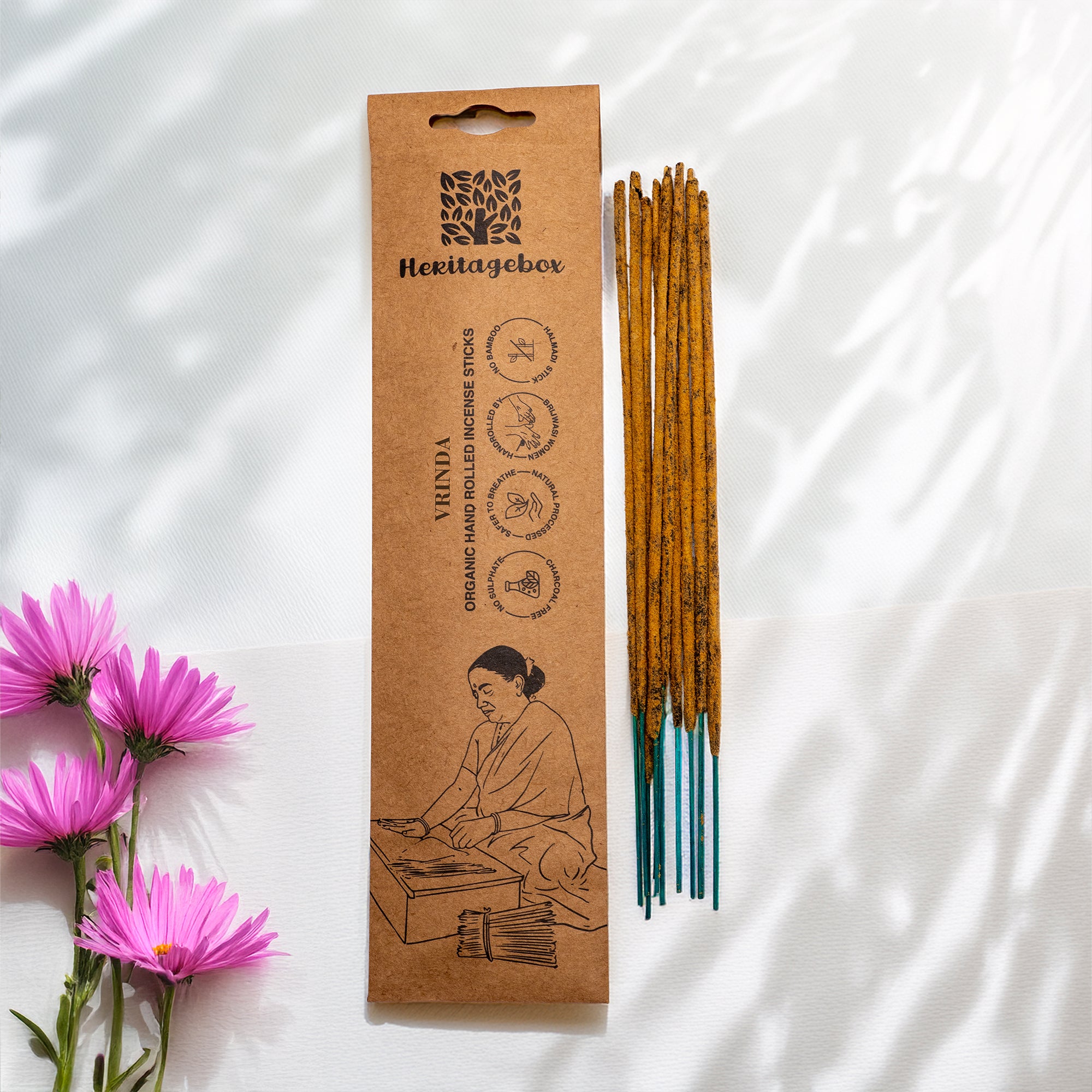 Vrinda Handrolled Natural Incense Sticks Pack of 30