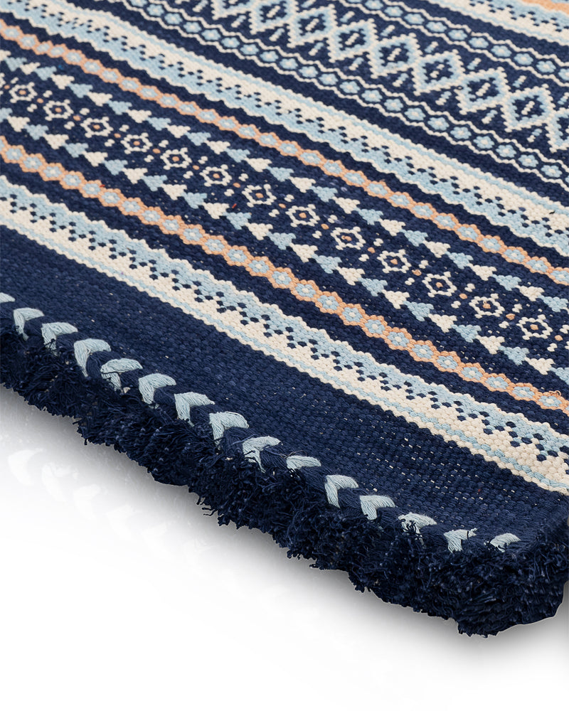 Ultra marine handwoven rug is one among many  options for living room rugs by HeritageBox india