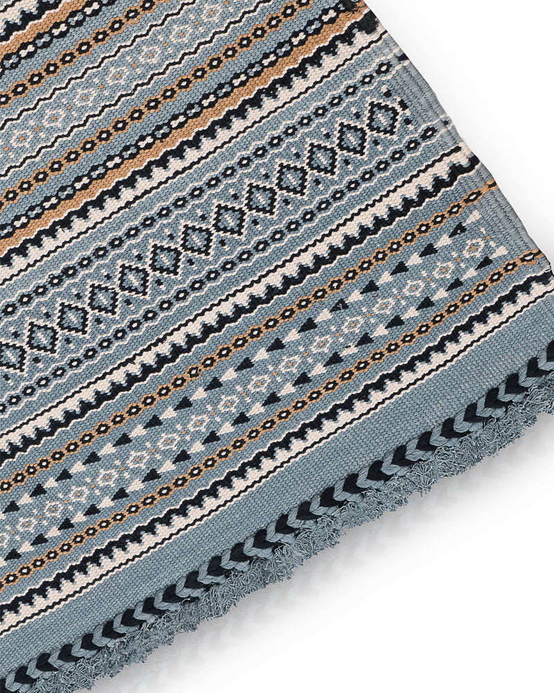 Sky Blue Handwoven Rug is one among many options for living room rugs by HeritageBox India.