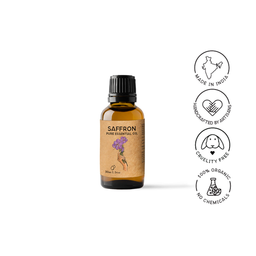 saffron essential oil for aromatherapy massage by HeritageBox india.