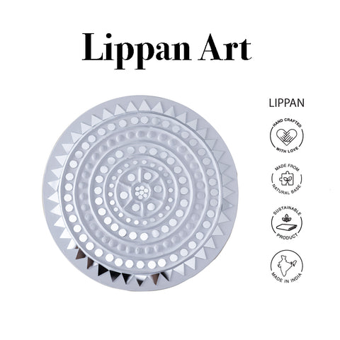 White Circular Lippan Art