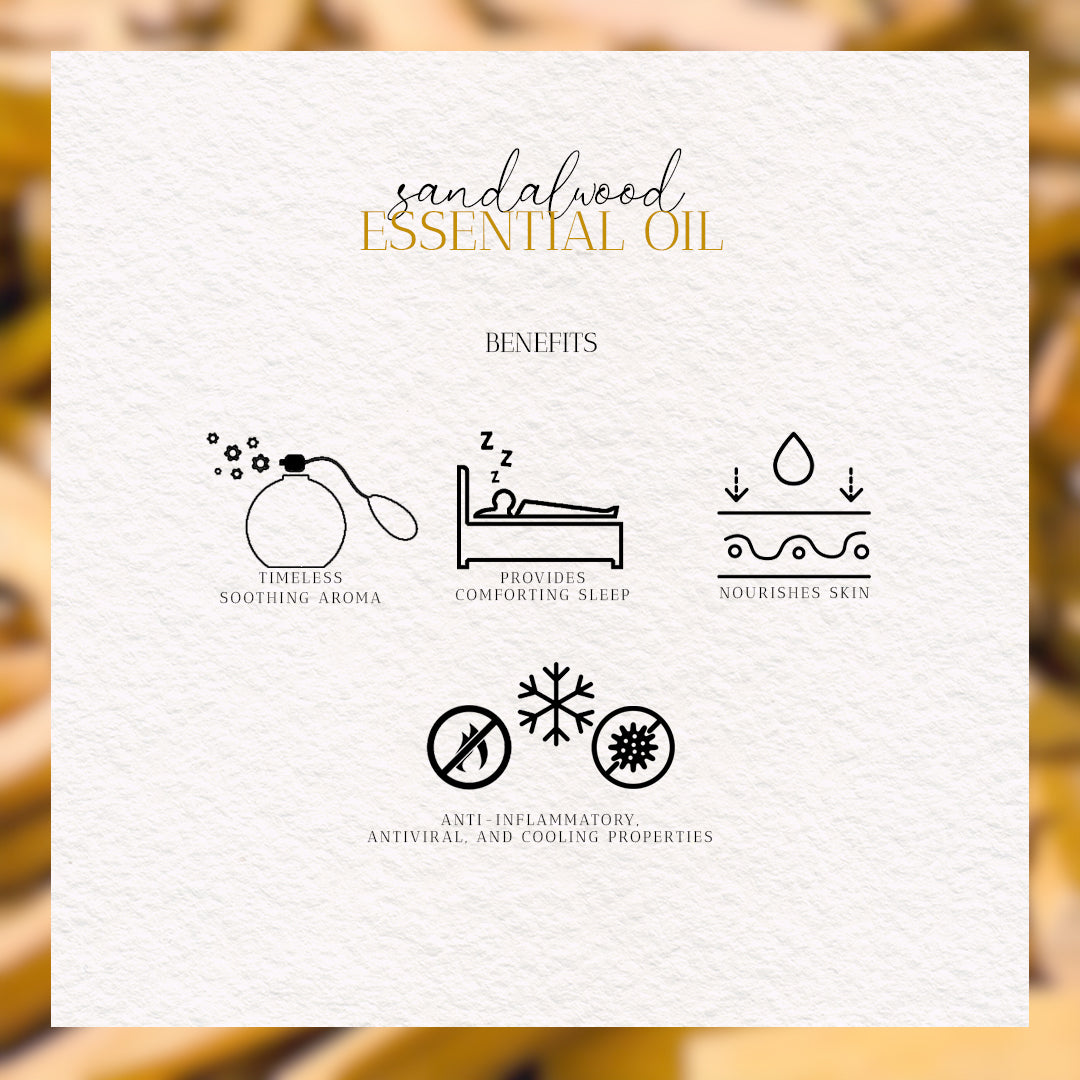 benefits of Sandalwood essential oil for aromatherapy massage by HeritageBox india.